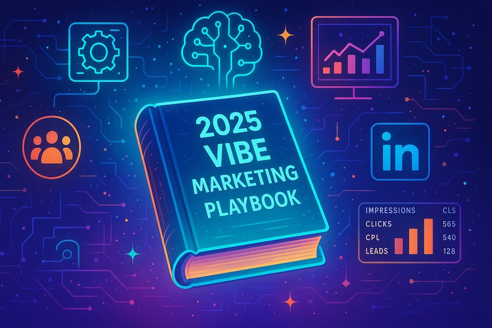 A visual representation of the 2025 Vibe Marketing Playbook, showcasing AI-driven workflow automations for business transformation.
